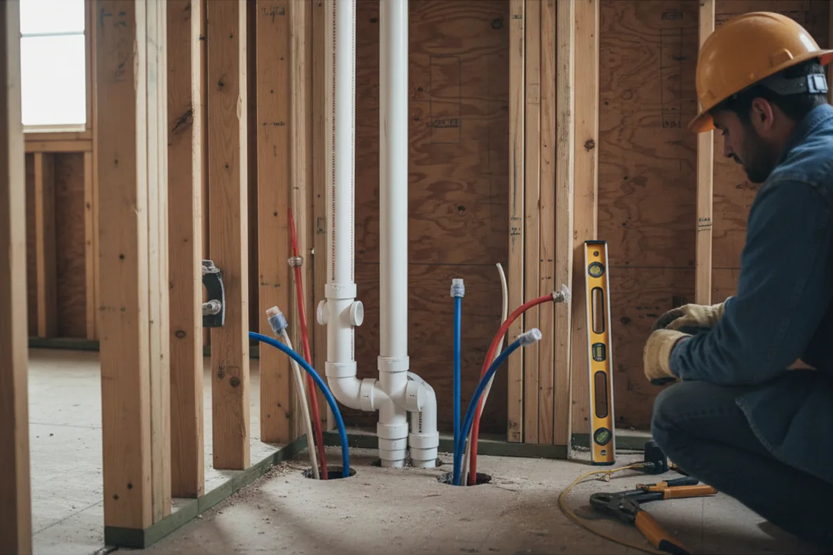 Drain and supply rough-in during Leak Detection in Gary