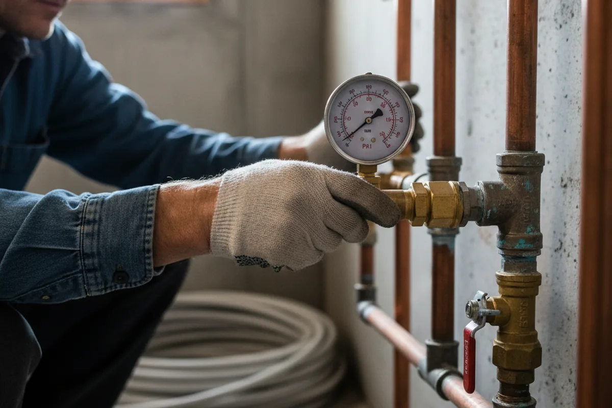 Pressure testing a repaired line during Water Line Repair in Gary